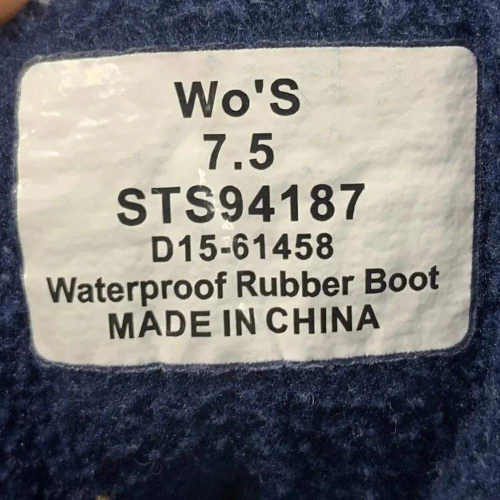 Sperry‎ Rain Boots Women's Size 7.5 Blue Plaid Syren Gulf Rubber Duck Boots